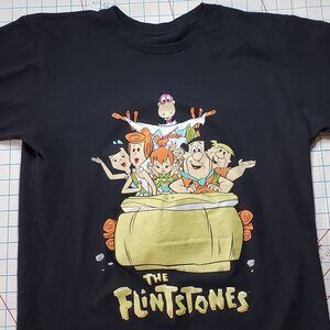 The Flintstones T-shirt Men's Size Large Black Fred Wilma Barney Pebbles Dino